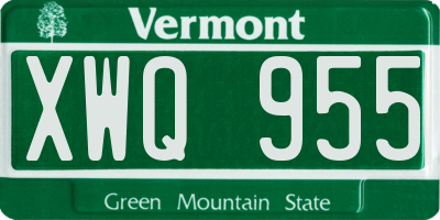 VT license plate XWQ955