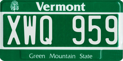 VT license plate XWQ959