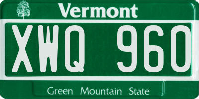 VT license plate XWQ960