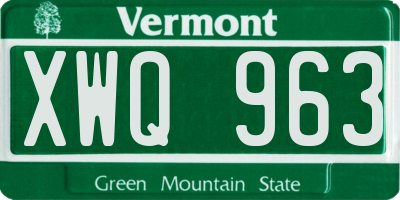 VT license plate XWQ963