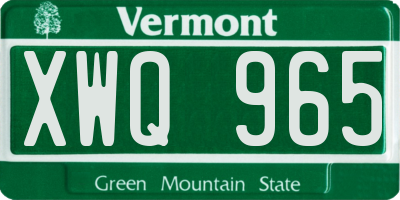 VT license plate XWQ965