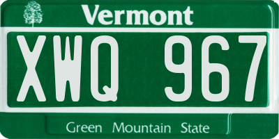 VT license plate XWQ967