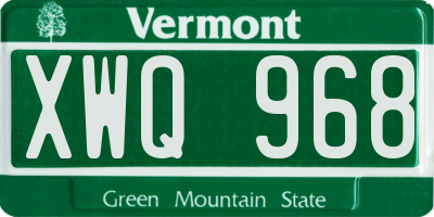 VT license plate XWQ968