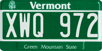 VT license plate XWQ972