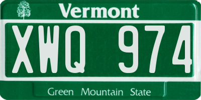 VT license plate XWQ974