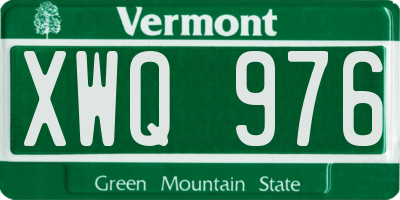 VT license plate XWQ976