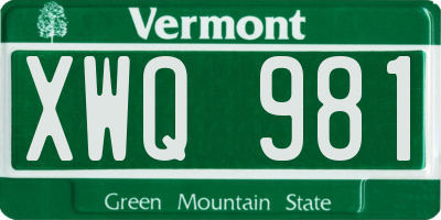 VT license plate XWQ981
