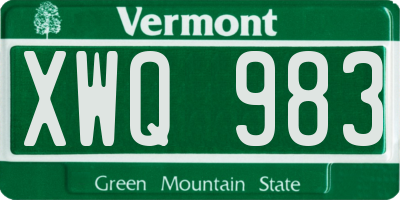 VT license plate XWQ983