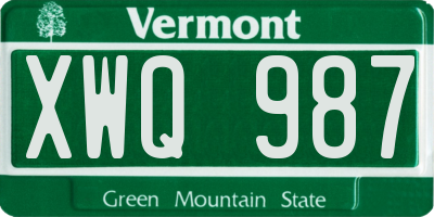 VT license plate XWQ987