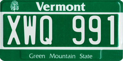 VT license plate XWQ991