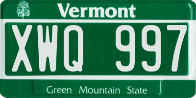 VT license plate XWQ997