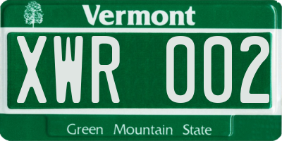 VT license plate XWR002