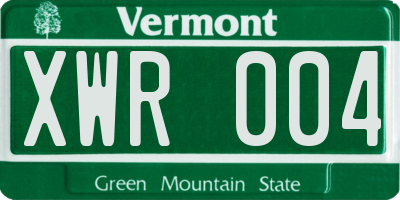 VT license plate XWR004