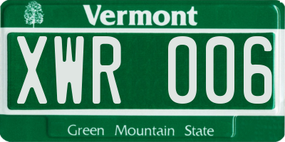 VT license plate XWR006