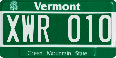 VT license plate XWR010