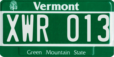 VT license plate XWR013