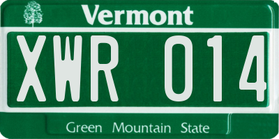 VT license plate XWR014