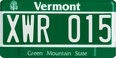VT license plate XWR015