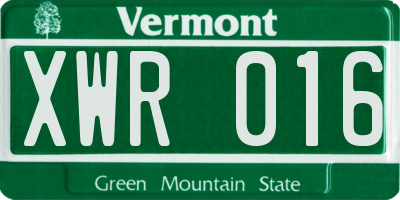 VT license plate XWR016
