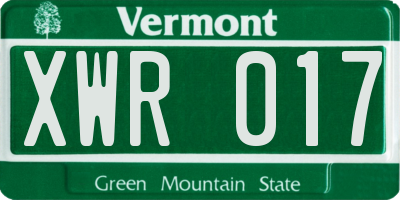 VT license plate XWR017