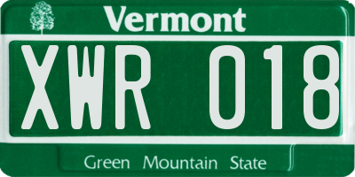 VT license plate XWR018