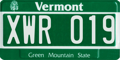 VT license plate XWR019