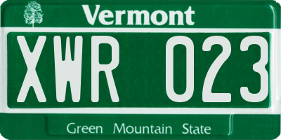 VT license plate XWR023