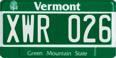 VT license plate XWR026
