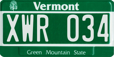 VT license plate XWR034