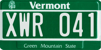 VT license plate XWR041