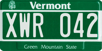 VT license plate XWR042