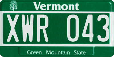 VT license plate XWR043