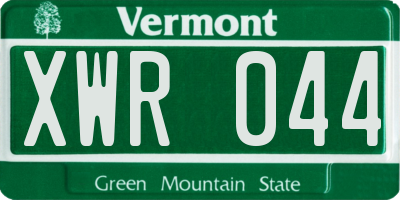 VT license plate XWR044