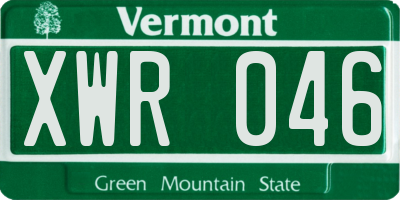 VT license plate XWR046