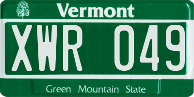 VT license plate XWR049