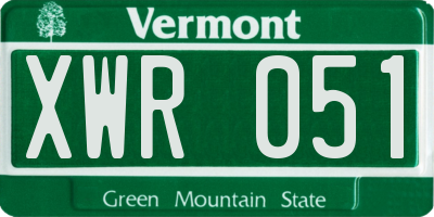 VT license plate XWR051