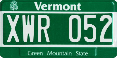 VT license plate XWR052