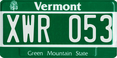 VT license plate XWR053