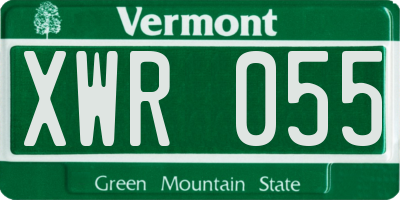 VT license plate XWR055