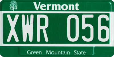 VT license plate XWR056