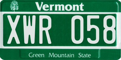 VT license plate XWR058