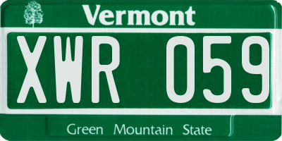 VT license plate XWR059