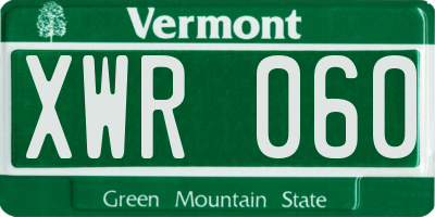 VT license plate XWR060