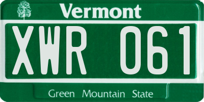 VT license plate XWR061