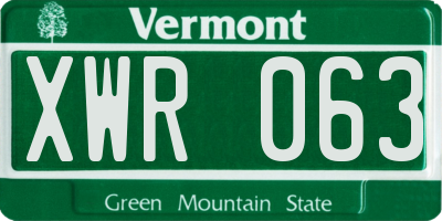 VT license plate XWR063
