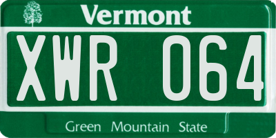 VT license plate XWR064