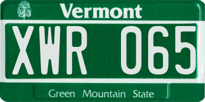 VT license plate XWR065