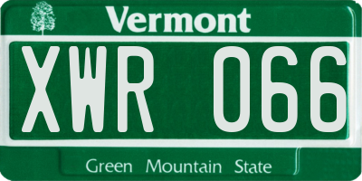 VT license plate XWR066