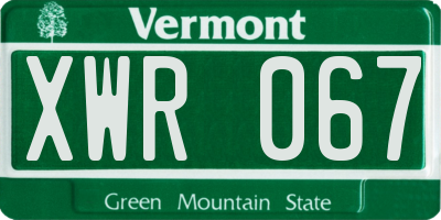 VT license plate XWR067