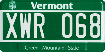 VT license plate XWR068